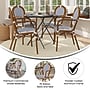 Flash Furniture Lourdes Indoor/Outdoor French Bistro Stack Chair with Arms, White/Navy/Natural, 4/Pack (4SDA6422AWNVN)~#|#~sp238329559_sc7