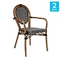 Flash Furniture Lourdes Indoor/Outdoor French Bistro Stack Chair with Arms, Black/White/Natural, 2/Pack (2SDA6422ABWNAT)~#|#~sp238329581_sc7