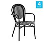Flash Furniture Lourdes Indoor/Outdoor French Bistro Stack Chair with Arms, Black/White, 4/Pack (4SDA6422ABKWBK)~#|#~sp238330514_sc7