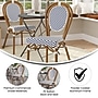 Flash Furniture Lourdes Indoor/Outdoor French Bistro Stacking Chair, White/Navy/Natural (SDA6422SWNVN)~#|#~sp238330532_sc7