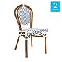 Flash Furniture Lourdes Indoor/Outdoor French Bistro Stacking Chair, White/Navy/Natural, 2/Pack (2SDA6422SWNVN)~#|#~sp238330660_sc7