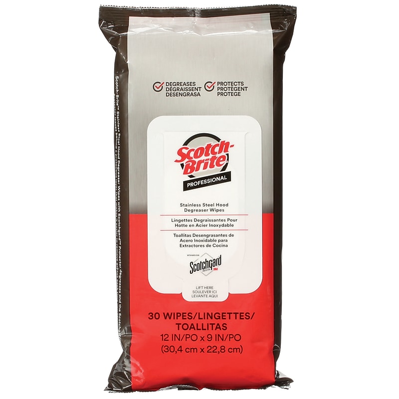 Scotch-Brite Stainless Steel Hood Degreaser Wipes, 30/Pack, 6 Packs/Case (SS-WIPES) image 1