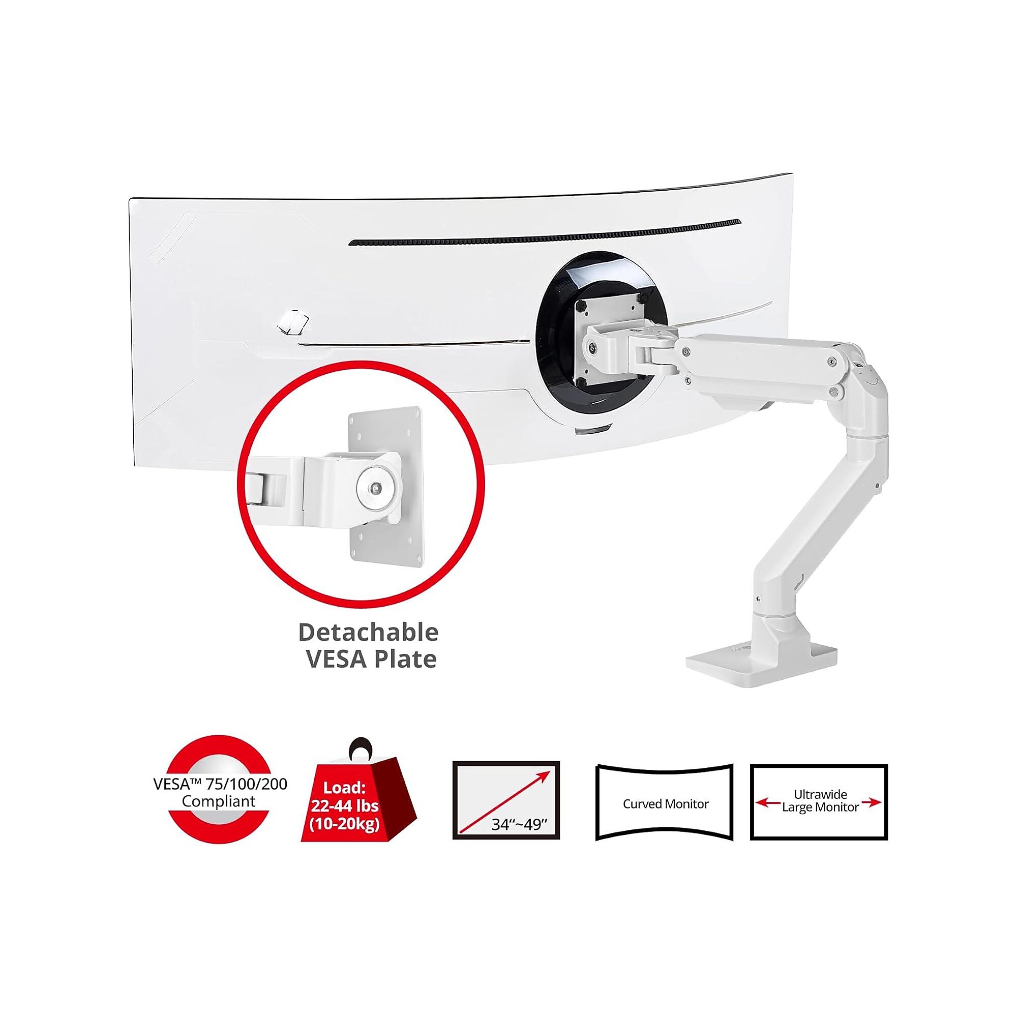 SIIG Single Heavy Duty Adjustable 1 Arms, Up to 49″ Monitor, White (CEMT3S11S1) Sansujyuku sansujyuku.com