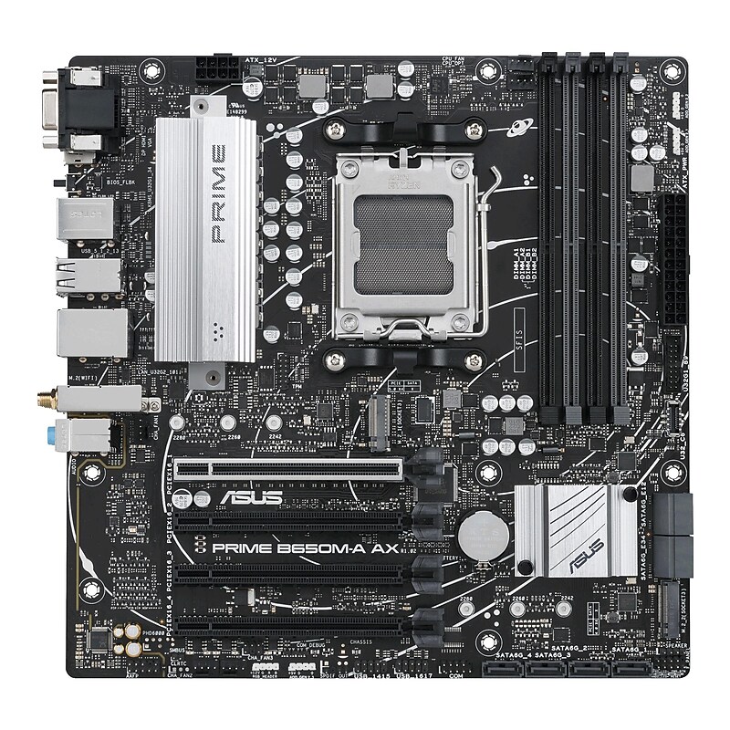Asus PRIME B650M-A AX (Socket AM5) Micro-ATX AMD Ryzen Processor Motherboard (PRIMEB650MAAXGS) image 1
