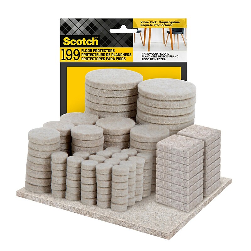Scotch Beige Felt Pads, Assorted Sizes, 199/Pack (FP845-199NA) image 1