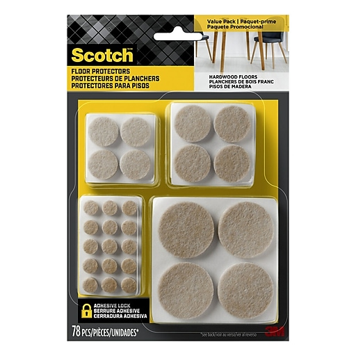 Scotch Round Felt Pads, Multi Pack, Beige, 78/Pack (SP855NA) Staples