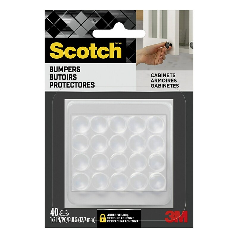 Scotch Self-Stick Rubber Pads, Clear, 1/2 in, 40/Pack (SP951-NA) image 1