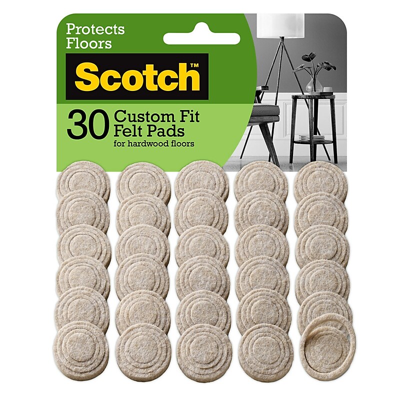 Scotch Custom Fit Felt Pads, 1.5" Beige, 30/Pack (SP884-NA) image 1