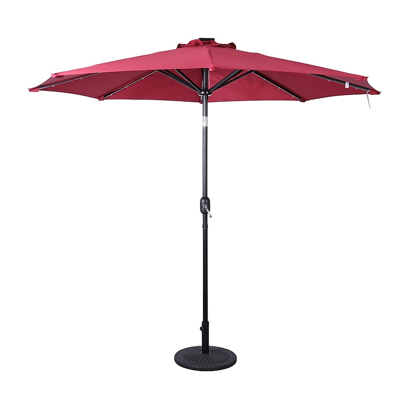 Flash Furniture Montego Round Umbrella with 32 Solar LED Lights, Red (GMWLU22002BRED) image 1