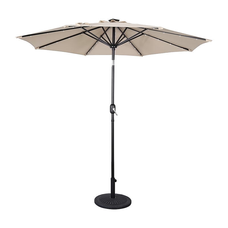 Flash Furniture Montego Round Umbrella with 32 Solar LED Lights, Tan (GMWLU22002BTAN) image 1