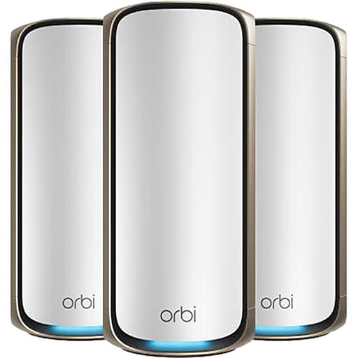 Netgear Orbi 970 11530 MU-MIMO WiFi 7 Gaming Mesh System, White, 3