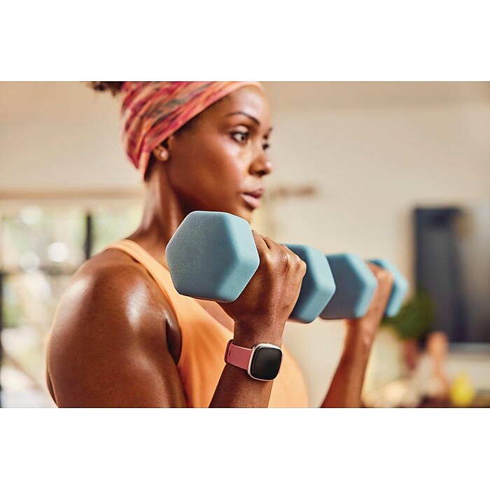 Google Fitbit Versa 4 Smart Watch, Pink Sand, Copper Rose Aluminum
