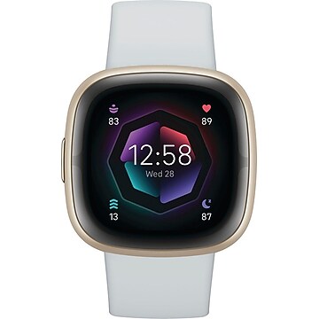 Google Fitbit Sense 2 Smart Watch, Lunar White, Platinum Aluminum