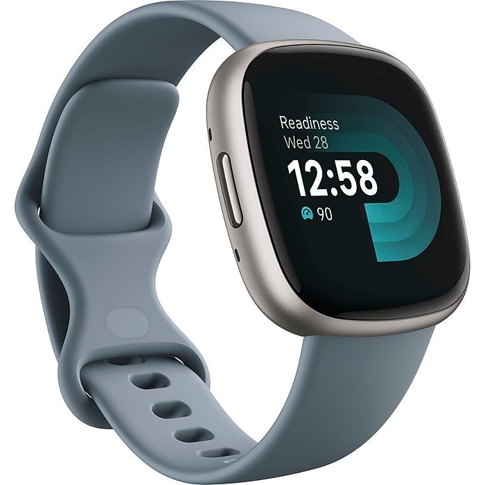Google Fitbit Versa Smart Watch, Waterfall Blue, Platinum