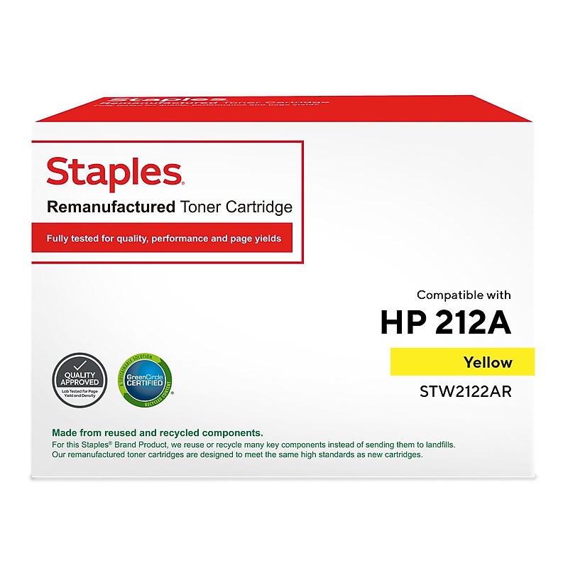 Staples Remanufactured Yellow Standard Yield Toner Cartridge Replacement for HP 212A (STW2122AR) image 1