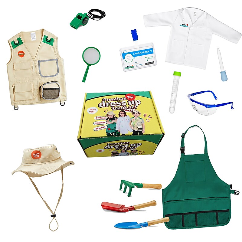 Bintiva Dress Up / Drama Play Trunk Set, Scientist-Explorer-Gardening, 16 Pieces/Set (BNVBT018) image 1