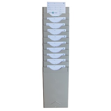 Pyramid Time Systems Time Card Rack, 9.25" H x 5.125" W x 2.25" D, 10 Pockets (400-10)