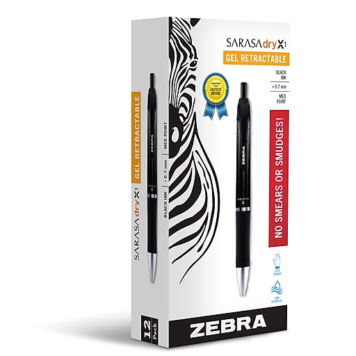 Zebra Sarasa Dry X1 Retractable Gel Pen, Medium Point, 0.7mm
