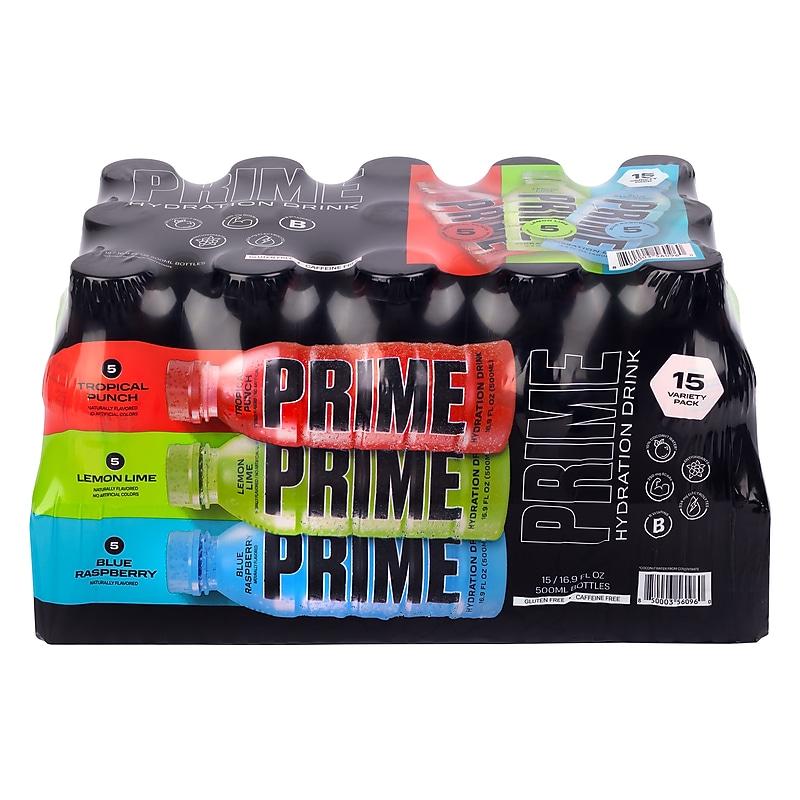 Prime Hydration Drink Variety Pack, 16.9 oz., 15 Bottles/Pack (220-02384) image 1