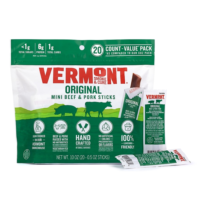 Vermont Smoke & Cure Original Mini Meat Sticks, 0.5 oz, 20/Pack (220-02353) image 1