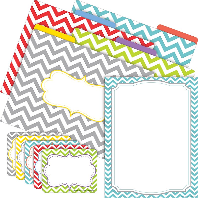 Barker Creek Beautiful Chevron File Folder, 1/3-Cut Tab, Letter Size, Assorted Colors, 107/Set (137) image 1