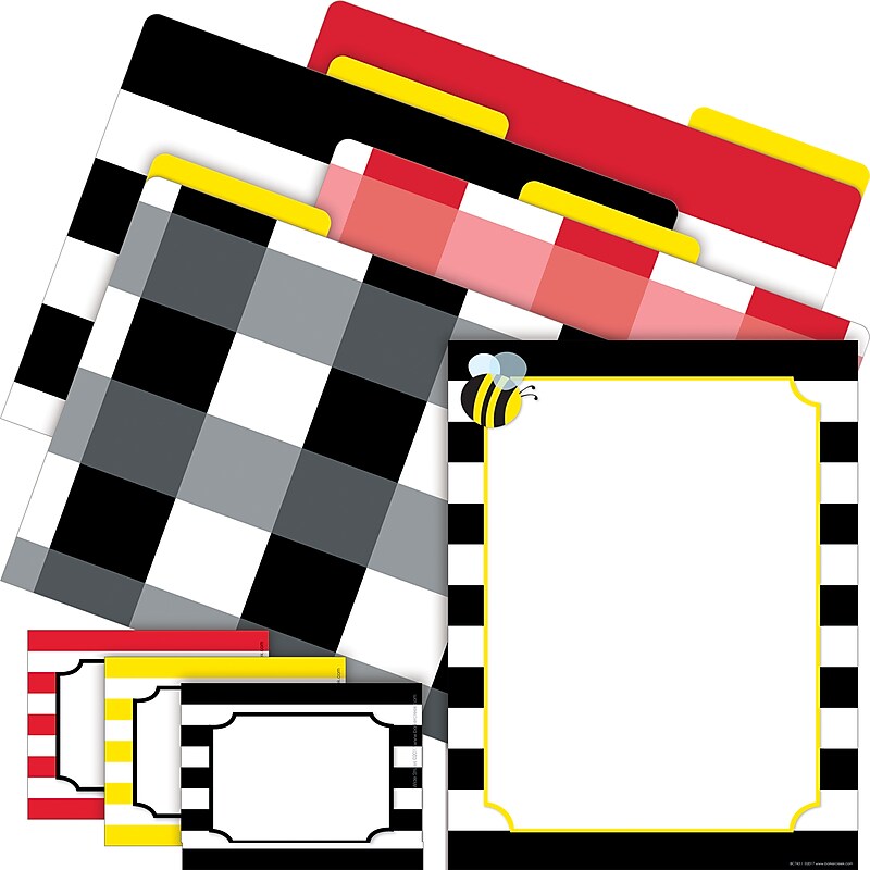 Barker Creek Buffalo Plaid & Wide Stripes File Folder, 1/3-Cut Tab, Letter Size, Assorted Colors, 107/Set (142) image 1
