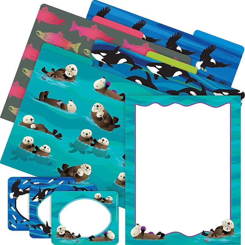 Barker Creek Sea & Sky Otters File Folder, 1/3-Cut Tab, Letter Size, Assorted Colors, 107/Set (146) image 1