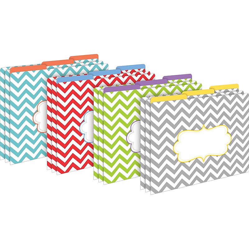 Barker Creek Beautiful Chevron File Folder, 1/3-Cut Tab, Letter Size, Assorted Colors, 12/Pack (2010) image 1
