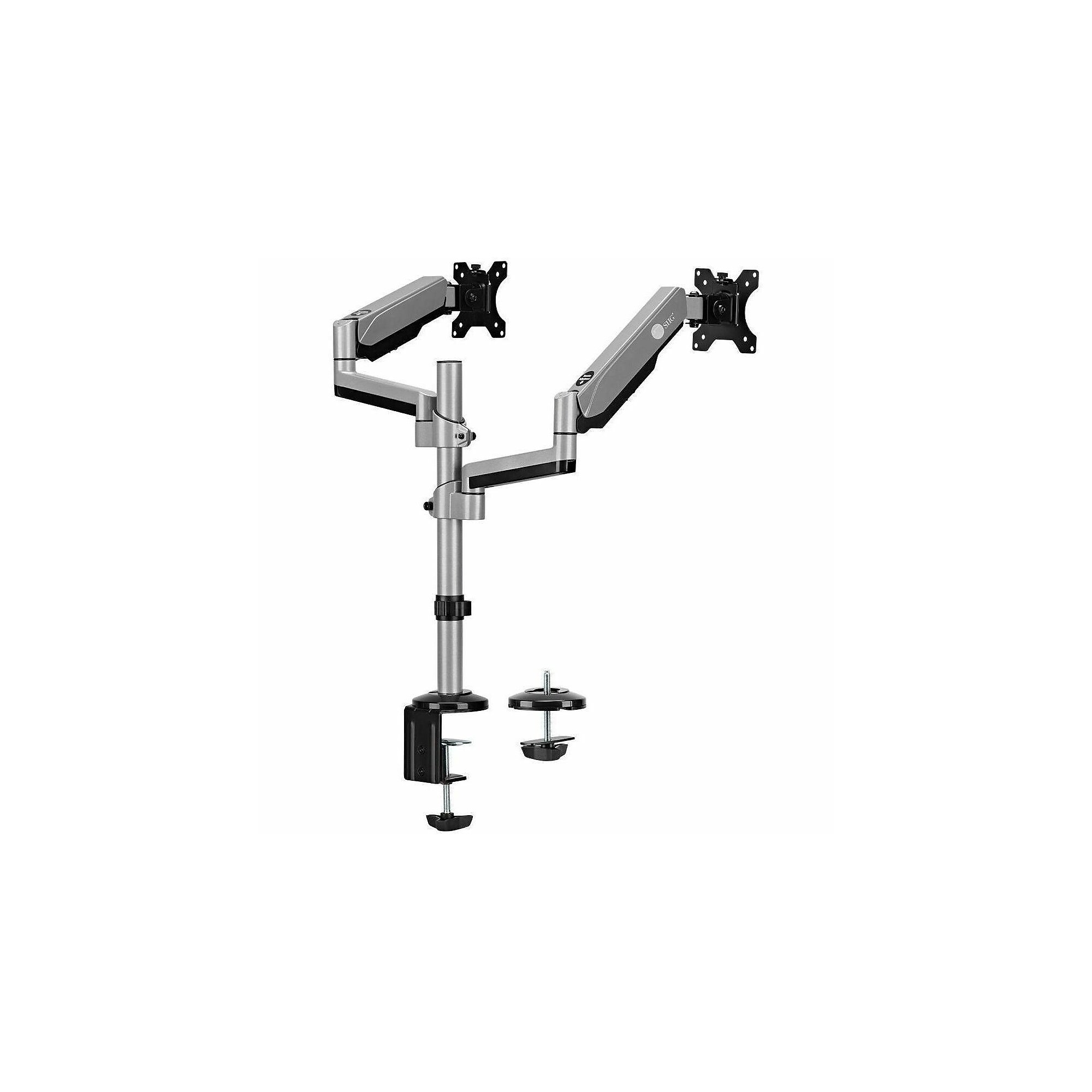 SIIG Adjustable Dual Arms, Up to 32″ Monitor, Silver (CEMT3R11S1) Sansujyuku sansujyuku.com