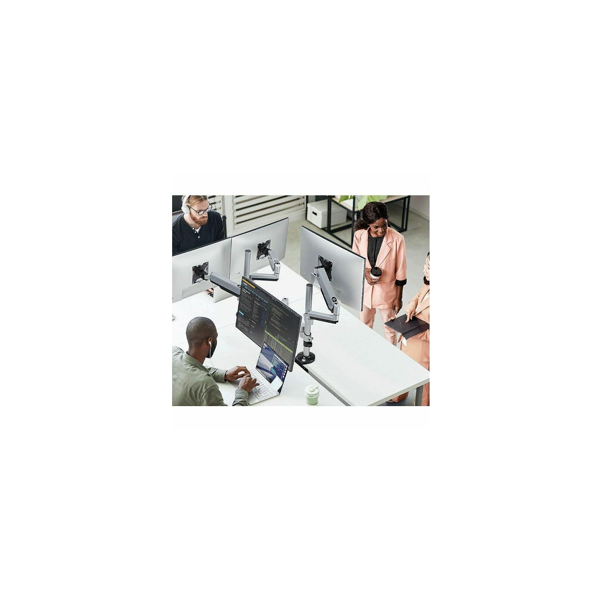SIIG Adjustable Dual Arms, Up to 32″ Monitor, Silver (CEMT3R11S1) Sansujyuku sansujyuku.com