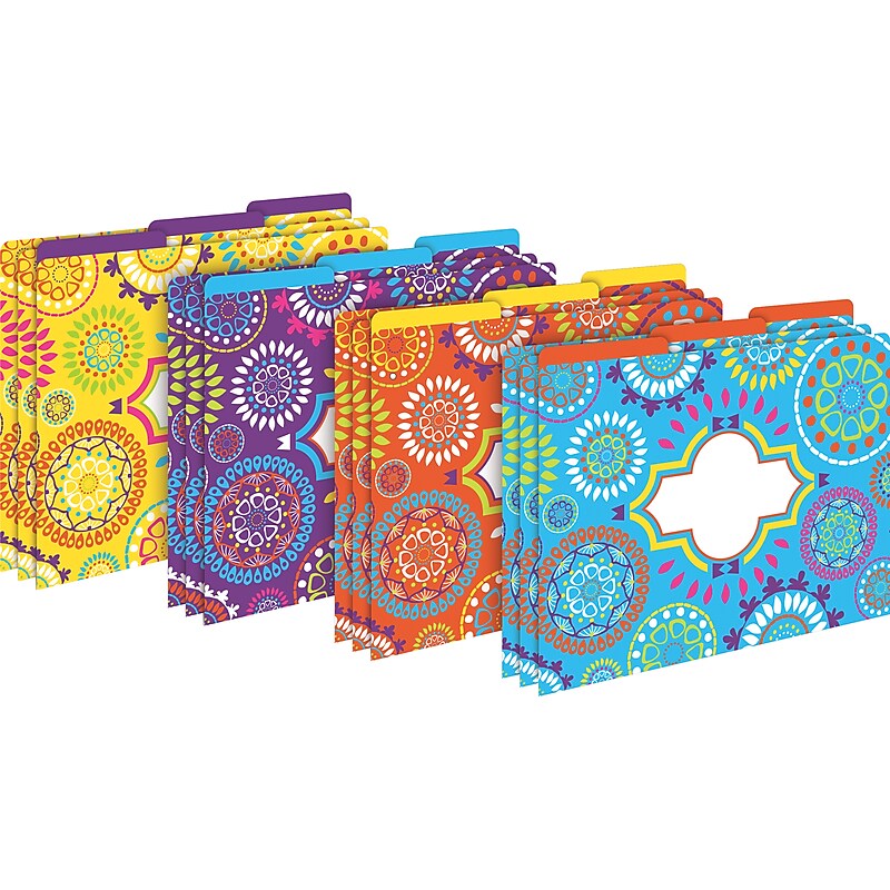 Barker Creek Moroccan File Folder, 1/3-Cut Tab, Letter Size, Assorted Colors, 12/Pack (2013) image 1
