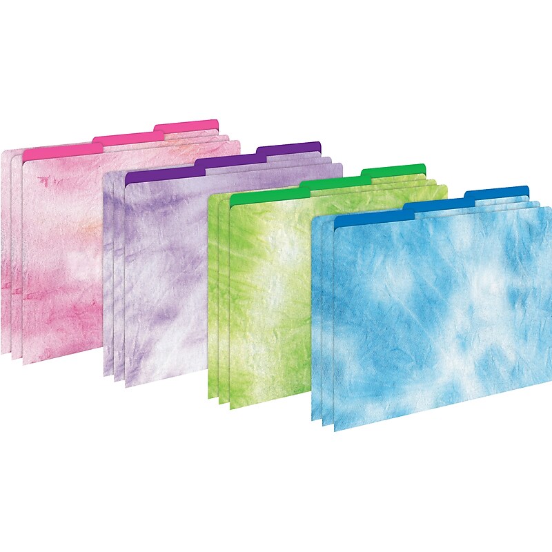 Barker Creek Tie-Dye & Ombré File Folder, 1/3-Cut Tab, Letter Size, Assorted Colors, 12/Pack (2014) image 1