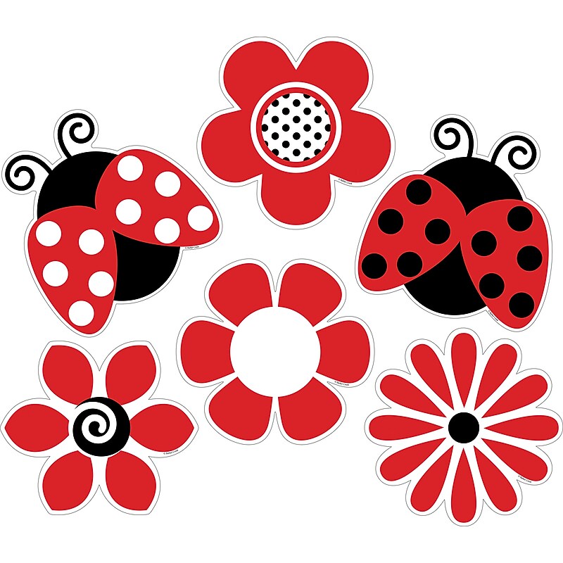 Barker Creek Ladybugs & Posies Double-Sided Accents, Multi-Design Set, 36/Set (2218) image 1