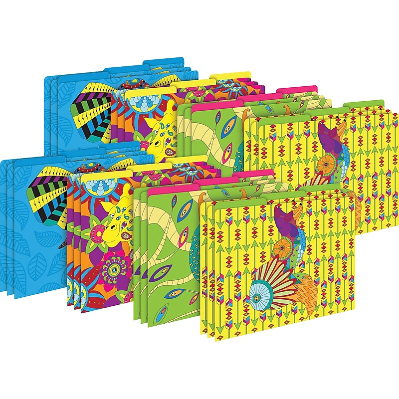 Barker Creek Beautiful Chevron File Folder, 1/3-Cut Tab, Letter Size, Assorted Colors, 24/Set (4398) image 1