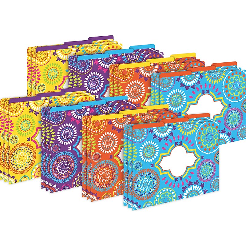 Barker Creek Moroccan File Folder, 1/3-Cut Tab, Letter Size, Assorted Colors, 24/Set (4400) image 1