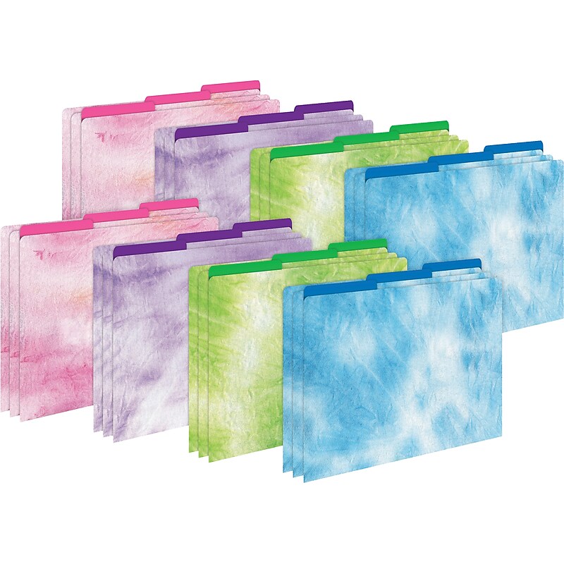 Barker Creek Tie-Dye & Ombré File Folder, 1/3-Cut Tab, Letter Size, Assorted Colors, 24/Set (4402) image 1