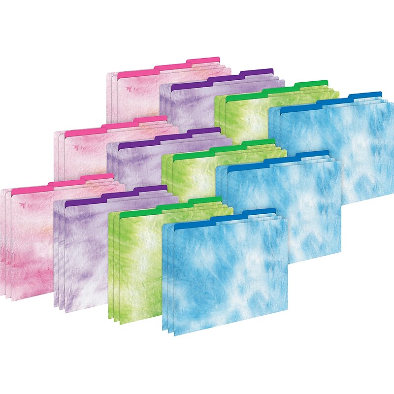 Barker Creek Tie-Dye & Ombré File Folder, 1/3-Cut Tab, Letter Size, Assorted Colors, 36/Set (4403) image 1