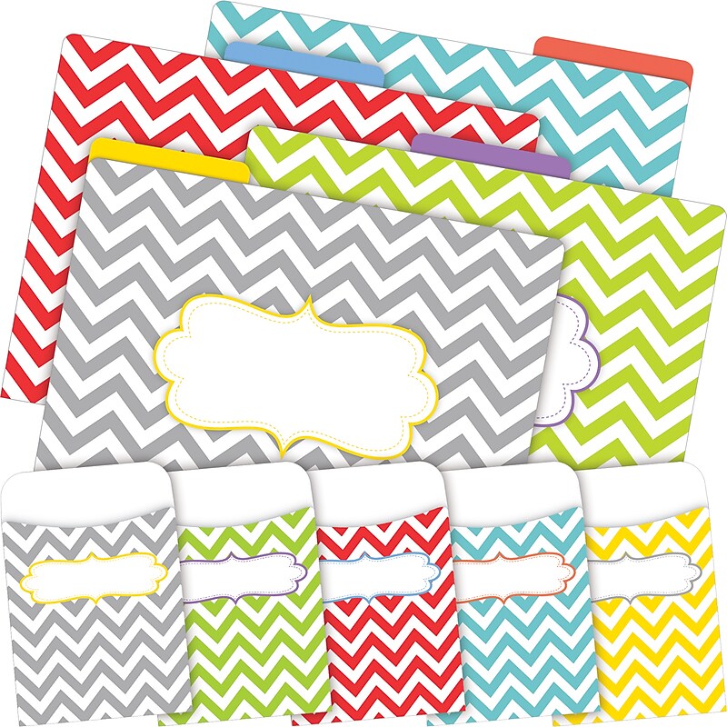 Barker Creek Beautiful Chevron File Folder, 1/3-Cut Tab, Letter Size, Assorted Colors, 42/Set (4415) image 1
