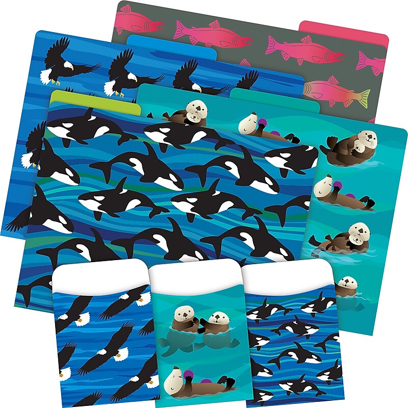 Barker Creek Sea & Sky File Folder, 1/3-Cut Tab, Letter Size, Assorted Colors, 42/Set (4419) image 1