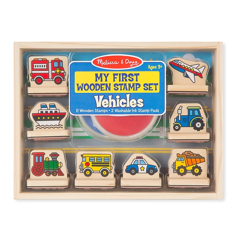 Melissa & Doug My First Wooden Stamp Set Vehicles (2391) image 1