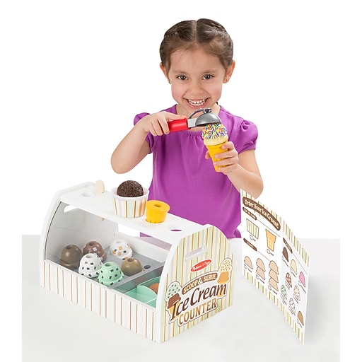 Melissa & Doug Wooden Scoop & Serve Ice Cream Counter, 4/Pack