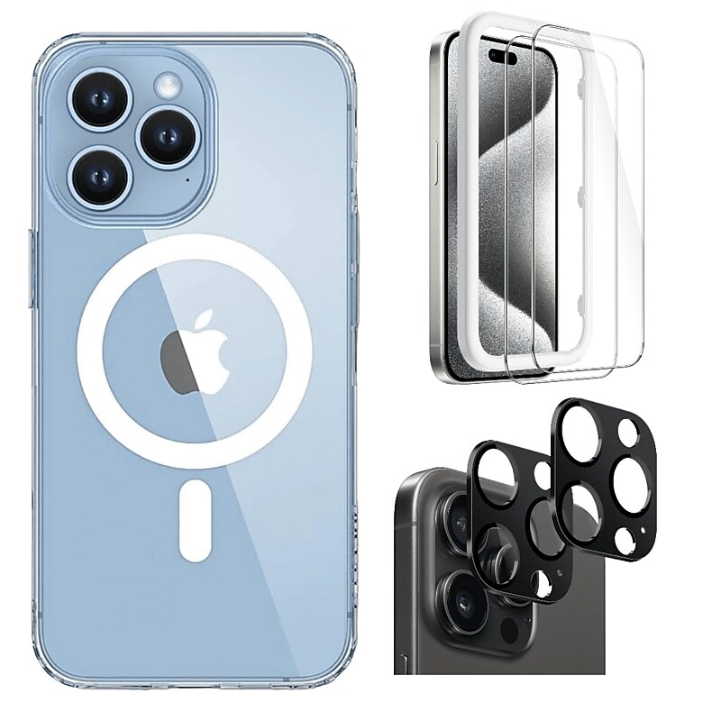 SaharaCase Hybrid-Flex Hard Shell Case, Tempered Glass Screen, Camera Protector for iPhone 15 Pro Max, Clear (CP472ZD128ZD131) image 1