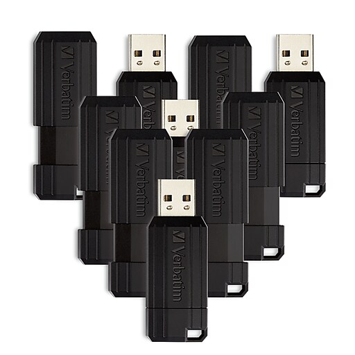 Verbatim PinStripe 32GB USB 2.0 Flash Drive, 10/Pack (70062) at Staples