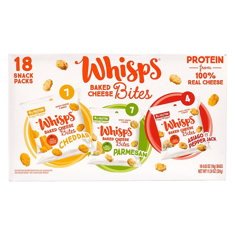 Whisps Baked Cheese Bites Variety Snack Packs, 0.63 oz, 18/Pack (220-02347) image 1