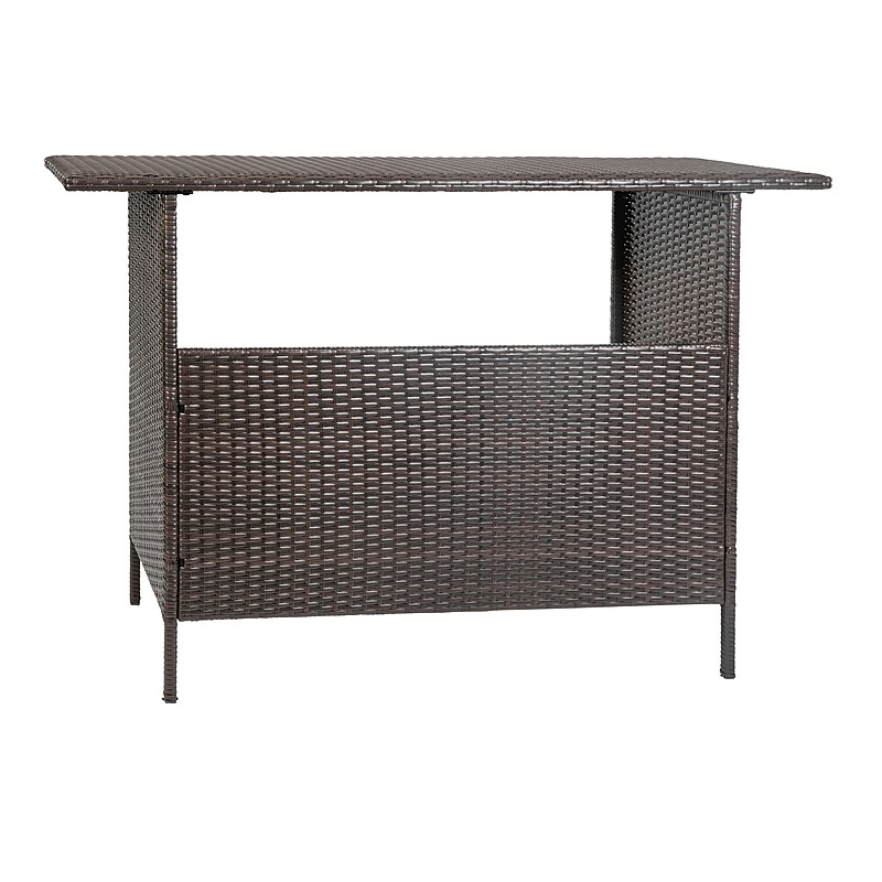 Flash Furniture Marco Indoor/Outdoor Patio Bar Counter Table with 2 Shelves, Brown (LTS0165BR) image 1