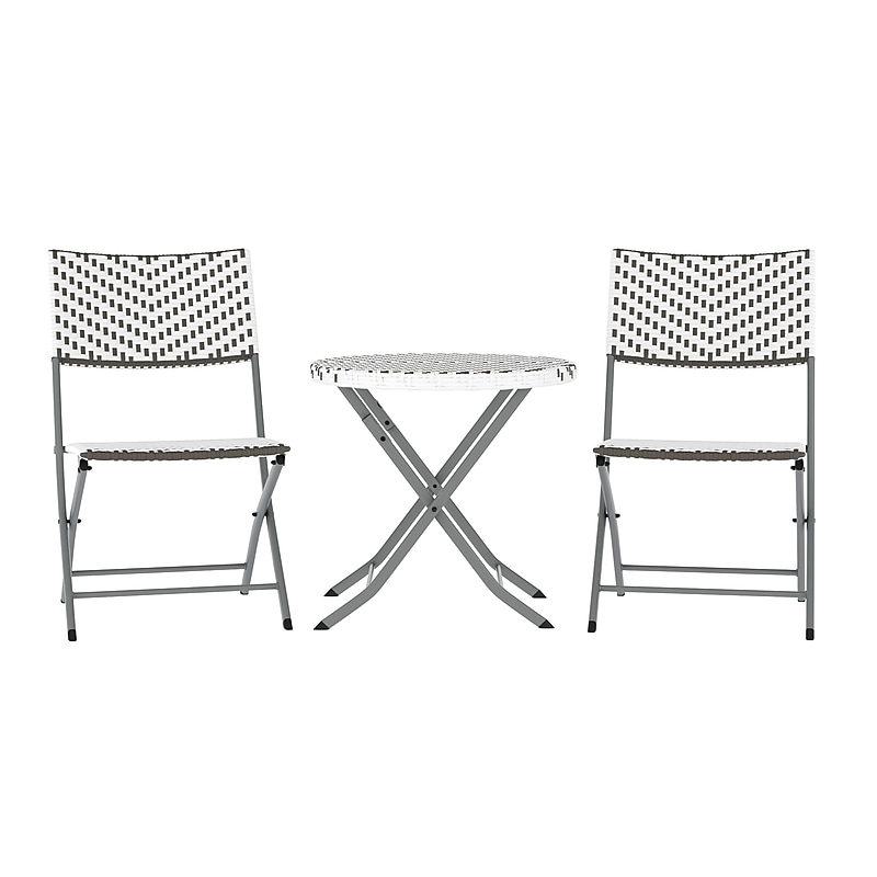 Flash Furniture Rouen Commercial Grade Foldable French Bistro Set, Gray/White, 3 Piece/Set (FVFWA085GYWHGY) image 1
