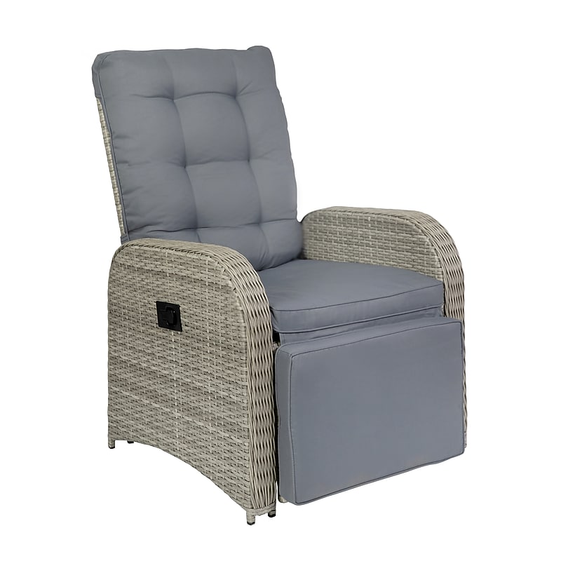 Flash Furniture Nemo Indoor/Outdoor Recliner Lounge Chair with Flip up Side Table, Gray (LTS0422GYGY) image 1