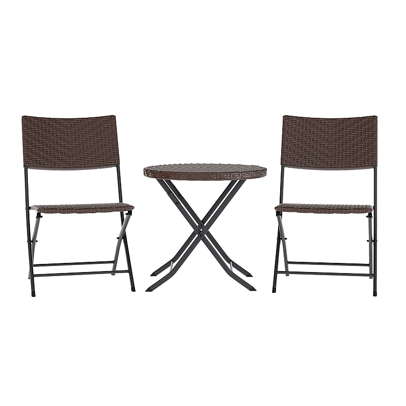Flash Furniture Rouen Commercial Grade Foldable French Bistro Set, Brown, 3 Piece/Set (FVFWA085BRNBLK) image 1
