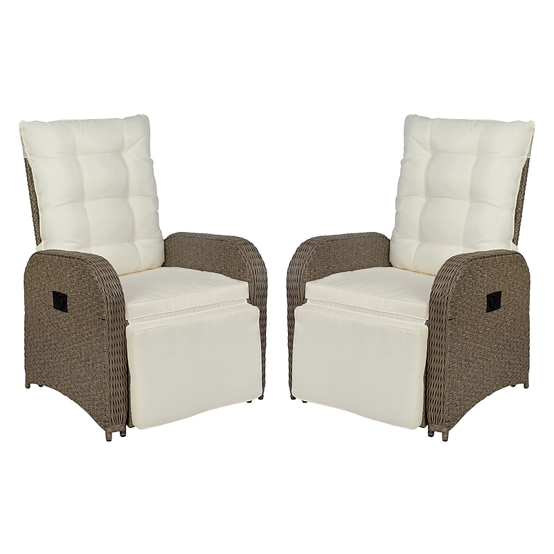 Flash Furniture Nemo Recliner Lounge Chairs with Flip up Side Tables, Beige and Brown, 2/Pack (2LTS0422BGBR) image 1