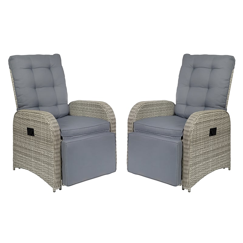 Flash Furniture Nemo Recliner Lounge Chairs with Flip up Side Tables, Gray, 2/Pack (2LTS0422GYGY) image 1